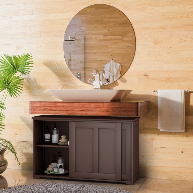 Sideboard Anrichte Küchenschrank Beistellschrank mit Schiebetüren braun 106,5 x 33 x 60 cm