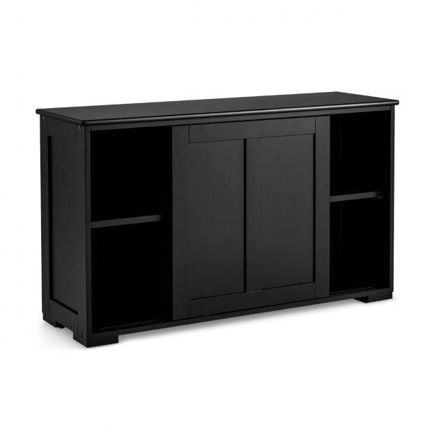 Sideboard Anrichte Küchenschrank Beistellschrank mit Schiebetüren schwarz 106,5 x 33 x 60 cm