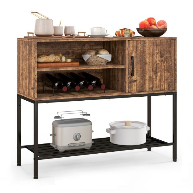 Barschrank mit Weinregal und Ablageflächen Konsolentisch braun