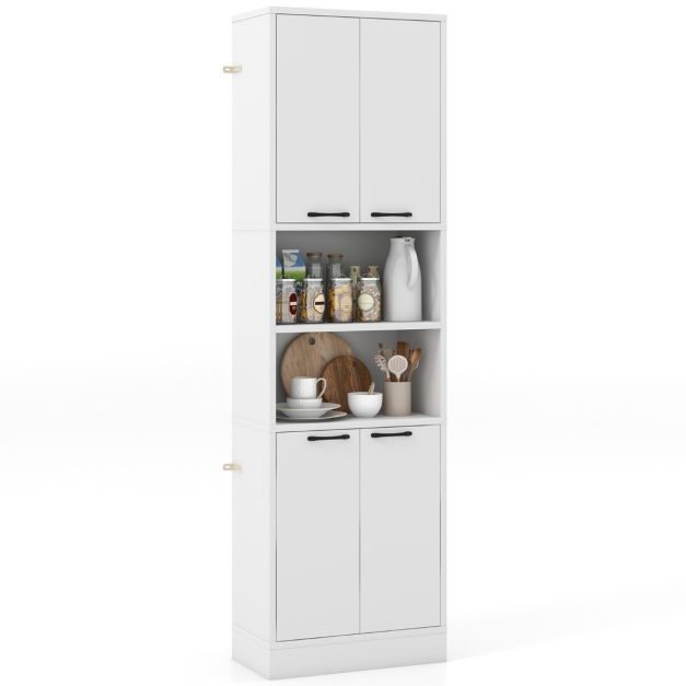 190 cm Hoher Küchenschrank mit Türen &amp; Regalen Hochschrank weiss