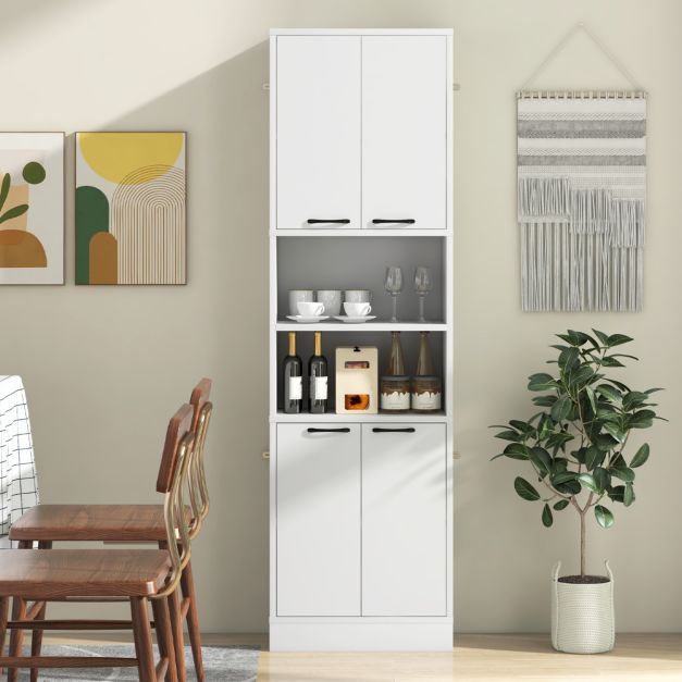 190 cm Hoher Küchenschrank mit Türen & Regalen Hochschrank weiss