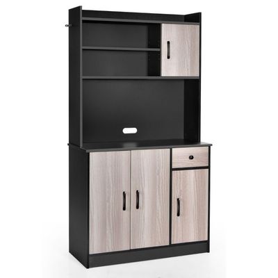 180 cm Küchenschrank mit Arbeitsplatte &amp; Schublade Buffet schwarz