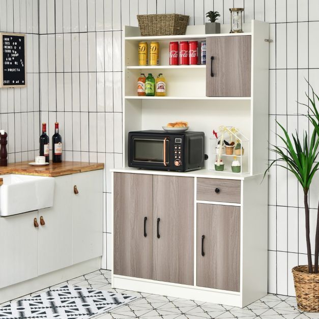 180 cm Küchenschrank mit Arbeitsplatte & Schublade Buffet weiss