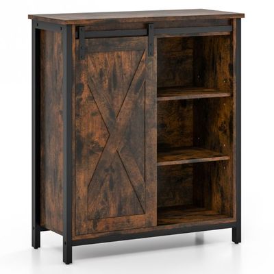Sideboard, Kommode, im Farmhaus-Stil mit Schiebetür &amp; Verstellbaren Regalen