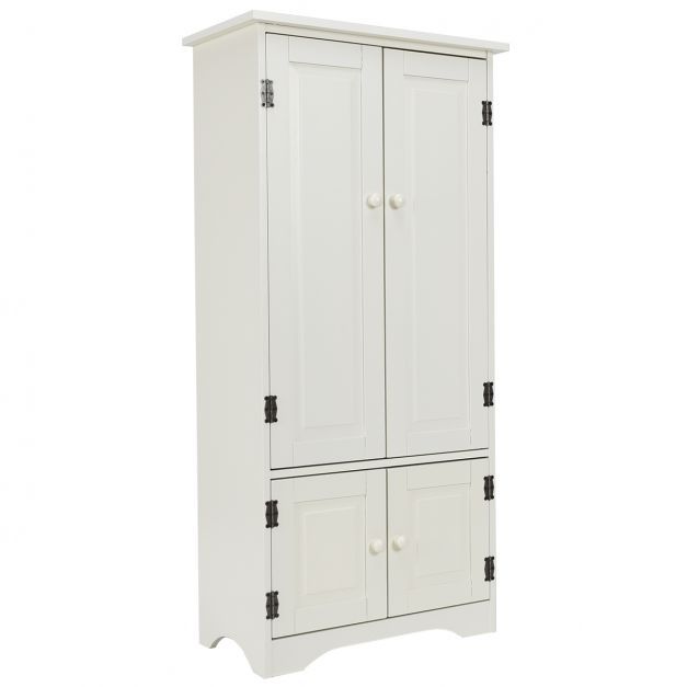 Antik Holz Highboard Hochschrank Kommode mit cremeweiss