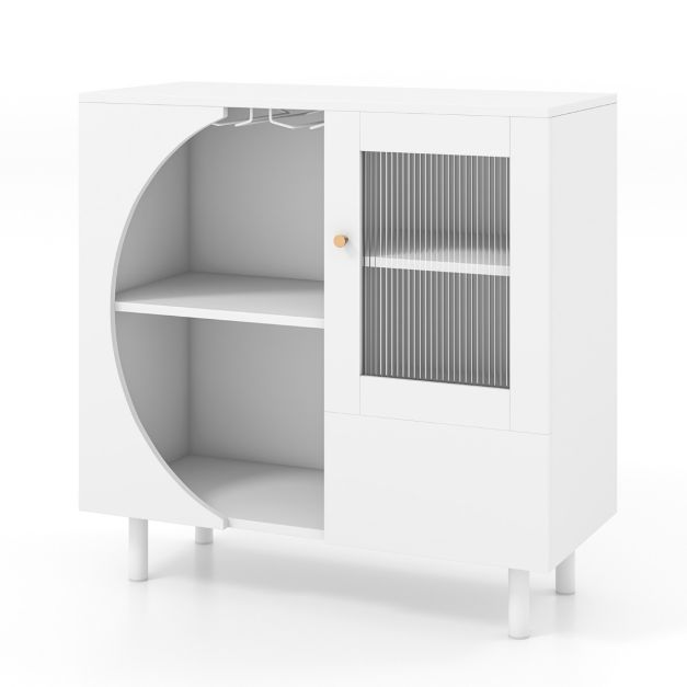 Sideboard, Buffetschrank, Vitrine mit Glastür Weiss