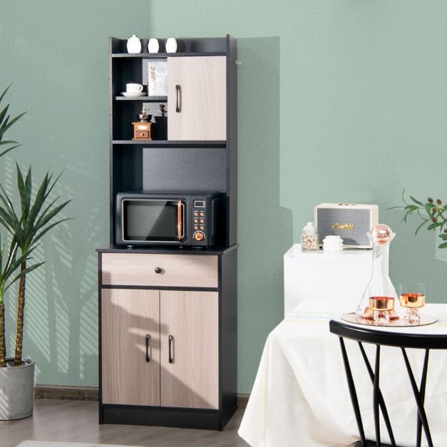 180 cm Küchenschrank aus Holz mit Schublade Schwarz