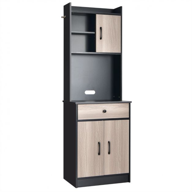 180 cm Küchenschrank aus Holz mit Schublade Schwarz