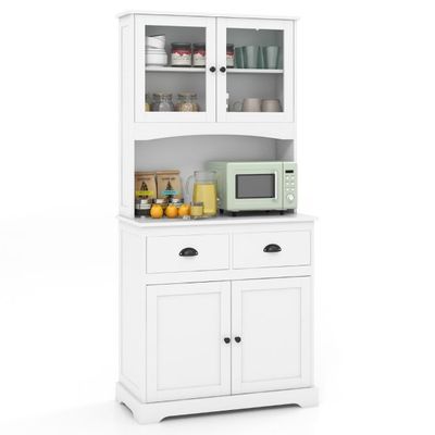 Küchenschrank, Hochschrank mit 4 Türen &amp; 2 Schubladen Weiss