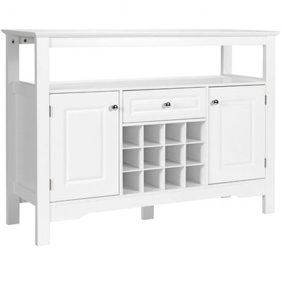 Modernes Sideboard mit Weinregal + 2 Schränken &amp; Schublade Weiss