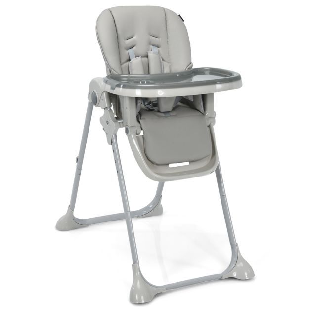 6 in 1 Umwandelbarer Babyhochstuhl mit Liegefunktionen &amp; Doppeltablett Klappbarer Hochstuhl grau