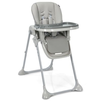 6 in 1 Umwandelbarer Babyhochstuhl mit Liegefunktionen &amp; Doppeltablett Klappbarer Hochstuhl grau