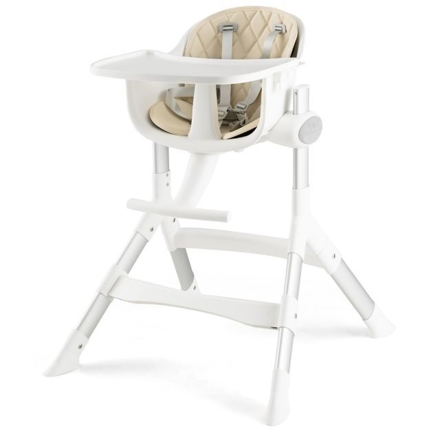 4 in 1 Babyhochstuhl Umwandelbar mit 5-Fach verstellbarer Höhe Beige