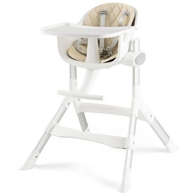4 in 1 Babyhochstuhl Umwandelbar mit 5-Fach verstellbarer Höhe Beige