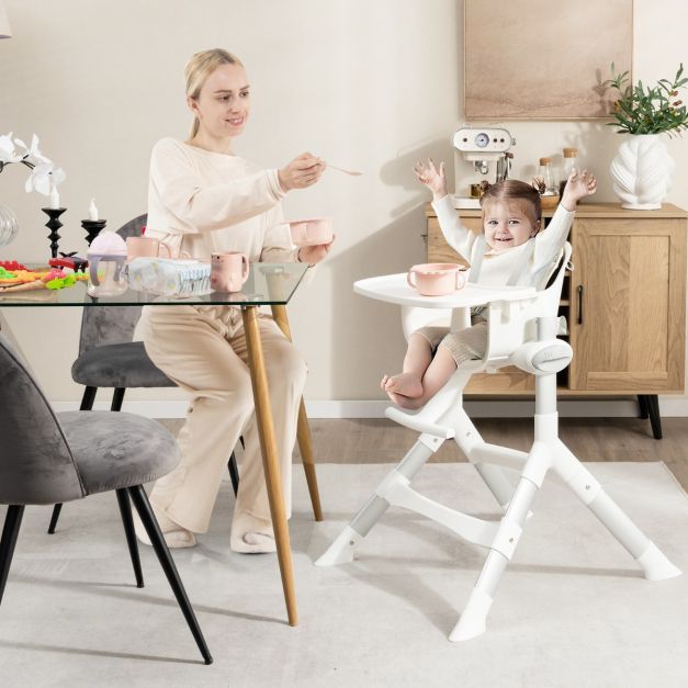 4 in 1 Babyhochstuhl Umwandelbar mit 5-Fach verstellbarer Höhe Beige