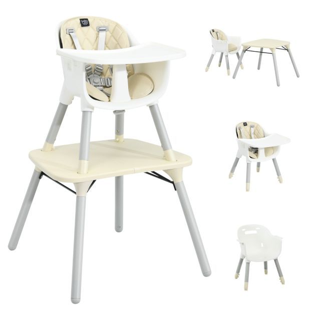 4 in 1 Baby-Hochstuhl mit Tisch Babystuhl 59 x 62 x 93 cm Beige