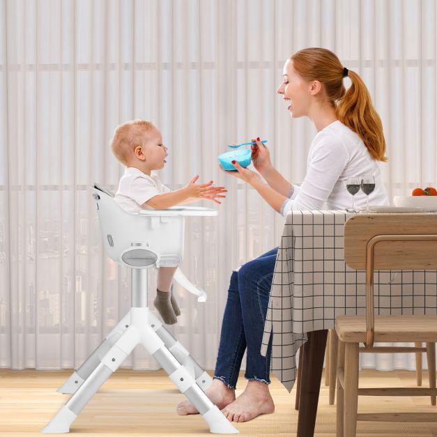 4 in 1 Babyhochstuhl umwandelbar mit 5-Fach verstellbarer Höhe Grau