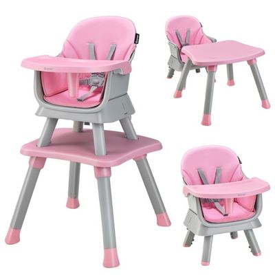 6-in-1 Babyhochstuhl Hochstuhl &amp; Essstuhl &amp; Lerntisch 58 x 58 x 98 cm Rosa