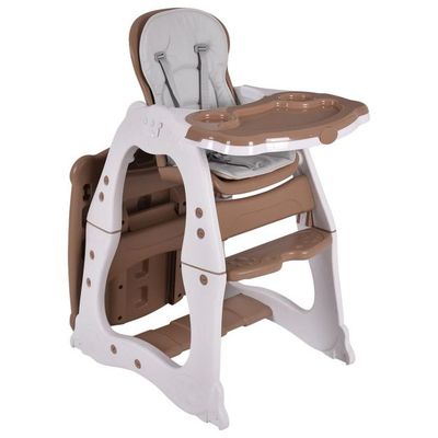 3 in 1 Hochstuhl &amp; Babystuhl &amp; Sitzgruppe mit in 3 Positionen Anpassbarem Essenstablett