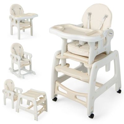 3 in 1 Babystuhl Hochstuhl &amp; Essstuhl &amp; Kindersitzgruppe 62 x 51 x 104 cm Beige