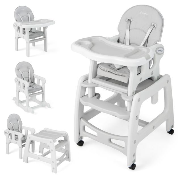 3 in 1 Babystuhl Hochstuhl &amp; Essstuhl &amp; Kindersitzgruppe 62 x 51 x 104 cm grau