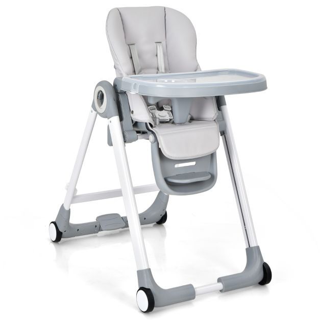 4 in 1 Baby Hochstuhl Kinderhochstuhl klappbar Babystuhl mit Liegefunktion 84 x 56 x 104 cm Grau