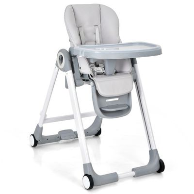 4 in 1 Baby Hochstuhl Kinderhochstuhl klappbar Babystuhl mit Liegefunktion 84 x 56 x 104 cm Grau