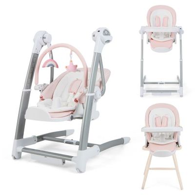 3 in 1 Elektrischer Babyschaukel mit 8 Schaukelposition &amp; Timing &amp; Auto Schaltfunktion Rosa