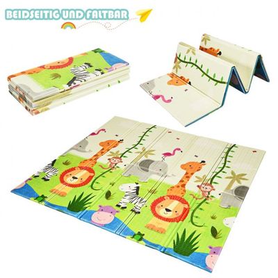 Baby Krabbeldecke Spielmatte faltbar Babymatte doppelseitig Spielteppich Grün