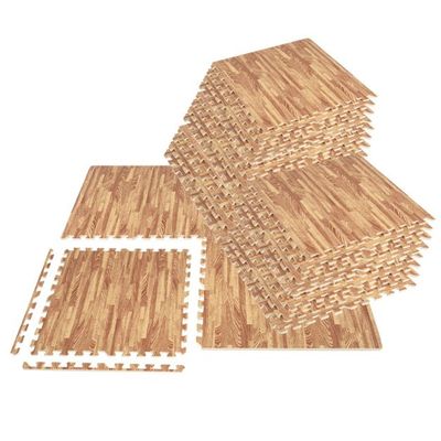 12 Stück Schutzmatte aus Eva mit Holzmasserung Puzzlematte für Bodenschutz 61 x 61 cm Natur