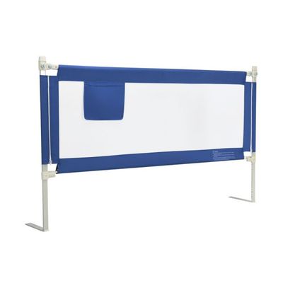 175 cm Bettgitter mit 24 Einstellbare Höhen &amp; Seitentasche Bettschutzgitter Blau