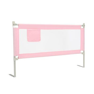 175 cm Bettgitter mit 24 Einstellbare Höhen &amp; Seitentasche Bettschutzgitter Rosa