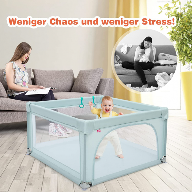 Baby-Laufstall Tragbarer Laufstall mit Bällen 120 x 120 x 68 cm Blau