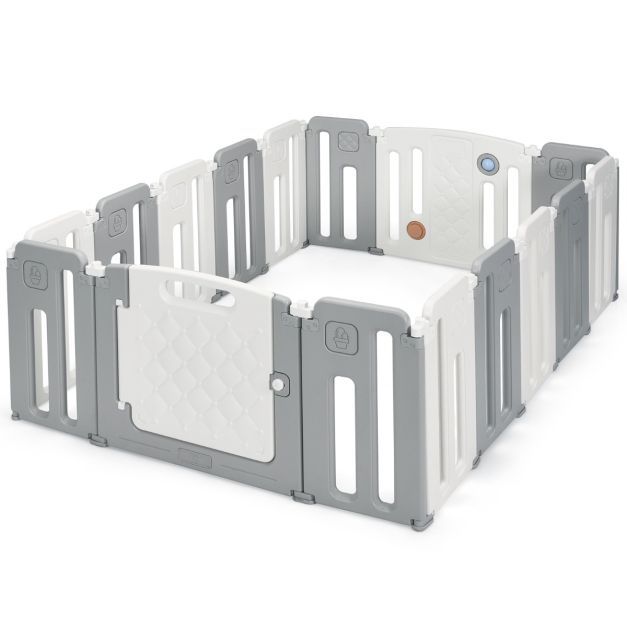 Laufstall Baby-Laufgitter mit Tür Spielpaneel &amp; Sicherheitsschloss 146 x 182,5 x 64 cm