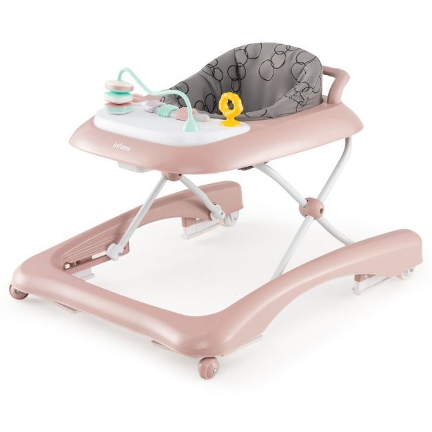 3 in 1 Lauflernhilfe klappbar Lauflernwagen mit verstellbarer Höhen &amp; Geschwindigkeit rosa
