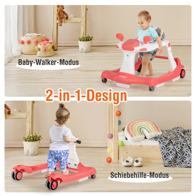 2 in 1 Lauflernwagen Klappbar rot