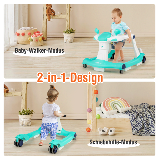 2 in 1 Lauflernwagen Klappbar grün