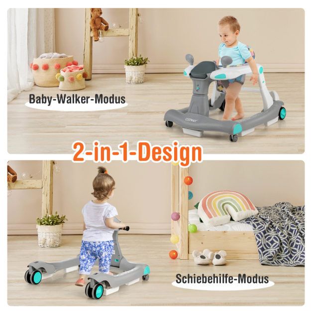 2 in 1 Lauflernwagen Klappbar grau