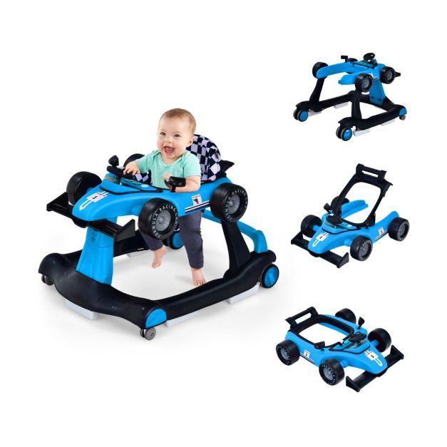 4 in 1 Lauflernwagen Klappbare Lauflernhilfe Rennwagen blau
