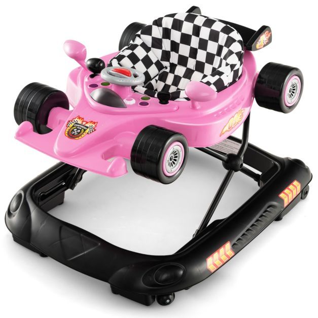 4 in 1 Baby Rennwagen-Lauflernhilfe mit verstellbarer Höhe &amp; Spieltablett Lauflernwagen rosa