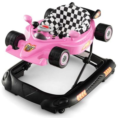 4 in 1 Baby Rennwagen-Lauflernhilfe mit verstellbarer Höhe &amp; Spieltablett Lauflernwagen rosa