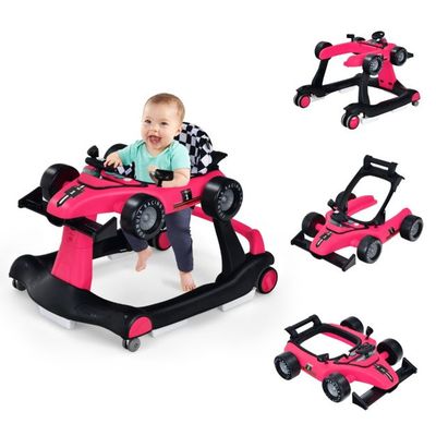 4 in 1 Lauflernwagen Klappbare Lauflernhilfe Rennwagen rosa