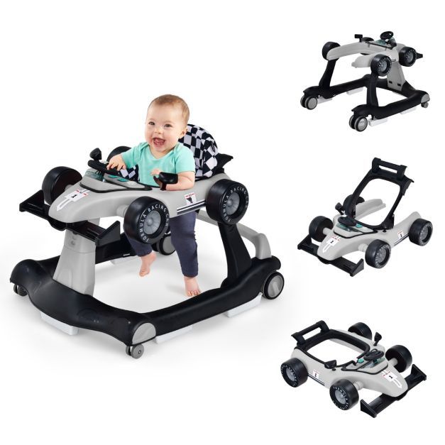 4 in 1 Lauflernwagen Klappbare Lauflernhilfe Rennwagen grau