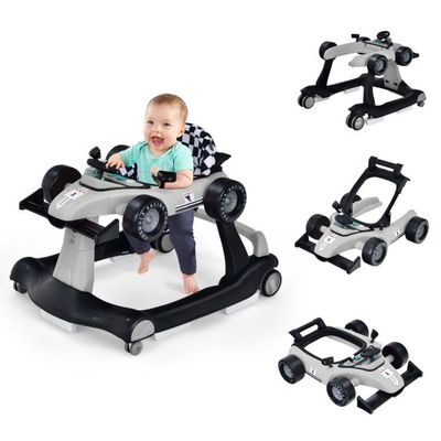 4 in 1 Lauflernwagen Klappbare Lauflernhilfe Rennwagen grau