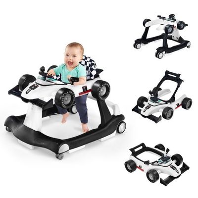 4 in 1 Lauflernwagen Klappbare Lauflernhilfe Rennwagen weiss