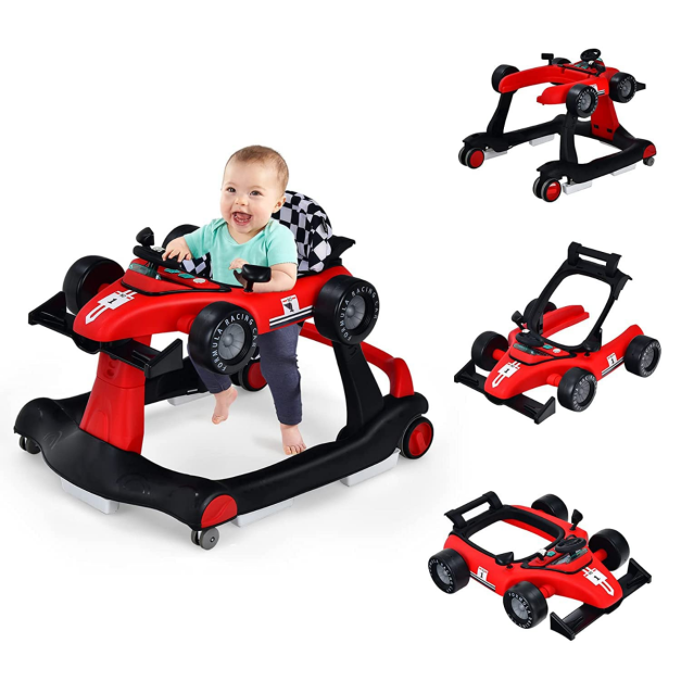 4 in 1 Lauflernwagen Klappbare Lauflernhilfe Rennwagen rot