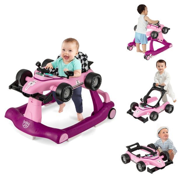 4 in 1 Lauflernwagen Klappbare Lauflernhilfe Rennwagen lila
