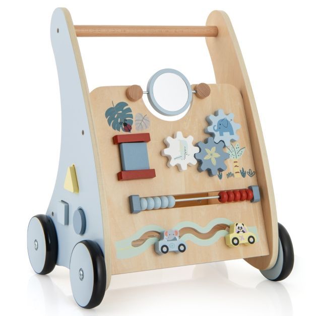 Holz Baby Lauflernhilfe mit Multi Aktivitätslernzentrum Montessori Schiebelauflernhilfe