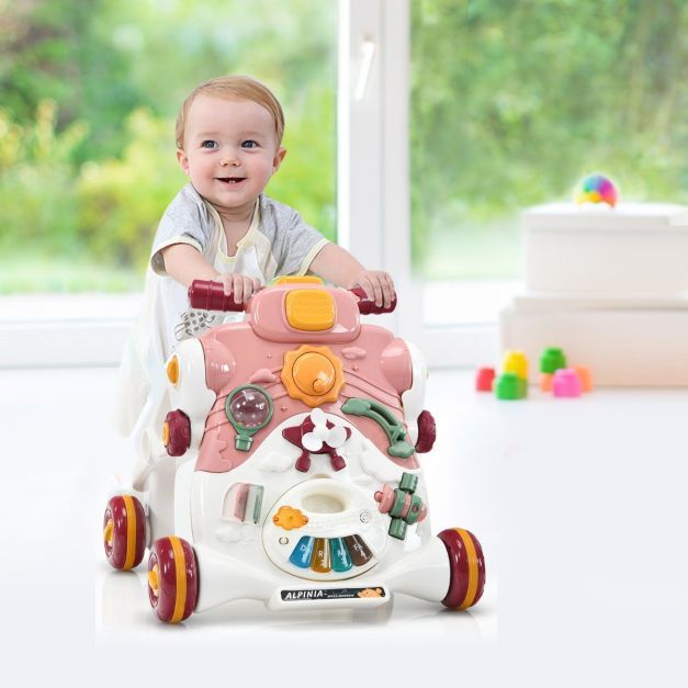 3 in 1 Lauflernwagen mit Lichtern &amp; Musik Lauflernhilfe Rutschauto Spielbrett rosa