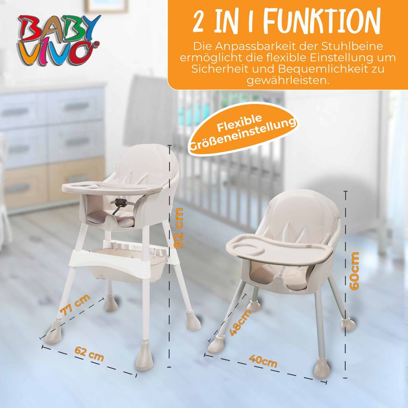 2in1 Design Kinderhochstuhl - Oscar in Beige